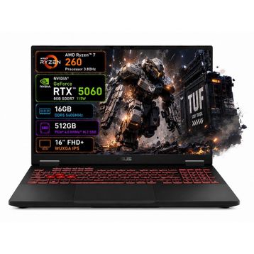 Asus TUF Gaming A16 FA608UMI-TU166 Ryzen 7 260 16GB RAM 512GB SSD RTX 5060 FreeDOS 16 inç Gaming Laptop