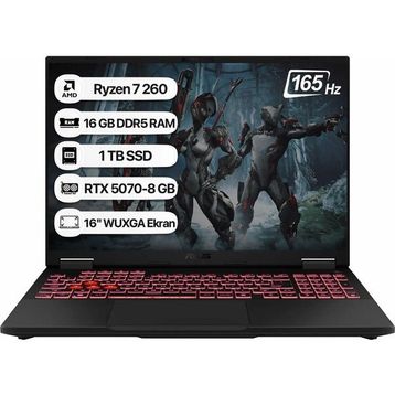 Asus TUF Gaming A16 FA608UP-RV199 Ryzen 7 260 16GB RAM 1TB SSD RTX 5070 FreeDOS 16 inç Gaming Laptop