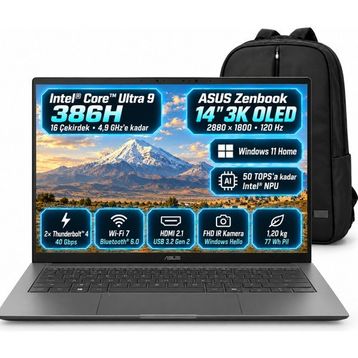 Asus Zenbook S14 UX5406AA-SW214W Ultra 9 386H 32 GB RAM 1 TB SSD Windows 11 Home 14 inç Laptop