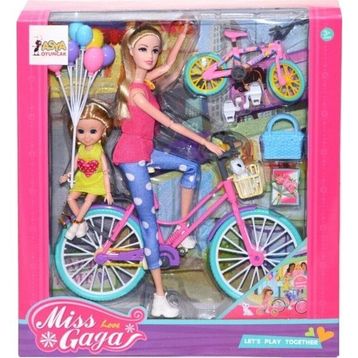 Asya Oyuncak Miss Gaga Bisikletli Bebek Seti