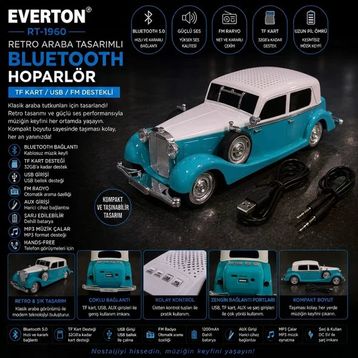 Ataşbey RT-1960 Retro Araba Tasarımlı Bluetooth Hoparlör