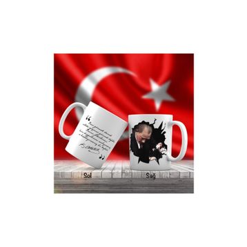 Atatürk İmzalı Atatürk Resimli Kupa Bardak