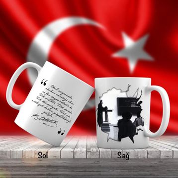 Atatürk İmzalı Atatürk Resimli Kupa Bardak