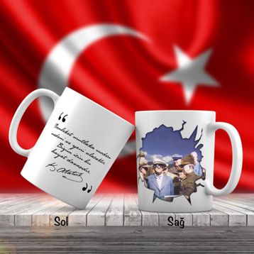 Atatürk İmzalı Atatürk Resimli Kupa Bardak