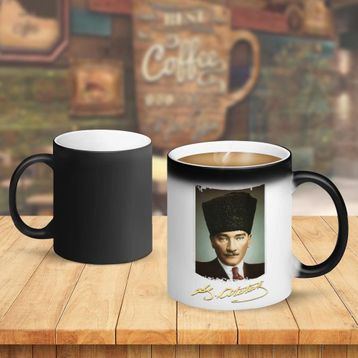 ATATURK-POSTERI Mavi Gözlü Mustafa Kemal Atatürk Sihirli Kupa Bardak