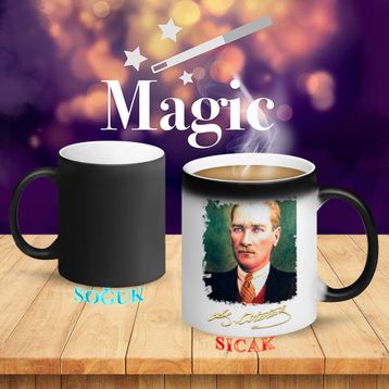 ATATURK72 Portre Mustafa Kemal Atatürk Sihirli Kupa Bardak