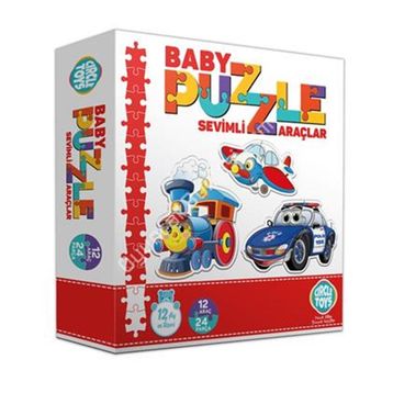 AteşTech Sevimli Araçlar 12 Adet Baby Puzzle