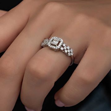 Ats Silver YZK14277 Baget Taşlı Kadın Gümüş Yüzük