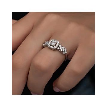 Ats Silver YZK14277 Baget Taşlı Kadın Gümüş Yüzük