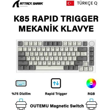 Attack Shark K85 RGB %75 TKL Manyetik Switch Kablolu Mekanik Gaming Klavye