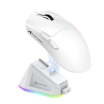 Attack Shark X11 Beyaz Şarj İstasyonlu Optik Kablolu/Kablosuz Gaming Mouse
