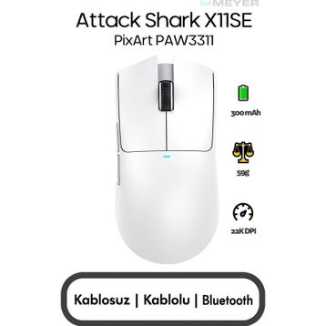 Attack Shark X11SE Şarjlı Optik Kablolu/Kablosuz Gaming Mouse