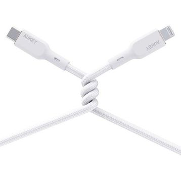 Aukey CB-BAL7-WH 0.9 mt Naylon Örgülü USB-A Lightning Kablosu