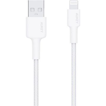 Aukey CB-BAL7-WH 0.9 mt Naylon Örgülü USB-A Lightning Kablosu
