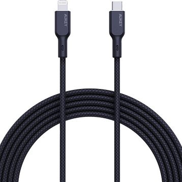 Aukey CB-NCL1-BK 1.8 mt Naylon Örgülü 3A 480 Mbps Type-C Lightning Kablosu