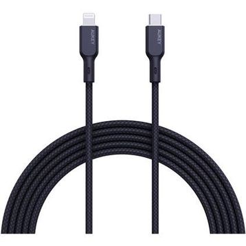 Aukey CB-NCL1-BK 1.8 mt Naylon Örgülü 3A 480 Mbps Type-C Lightning Kablosu