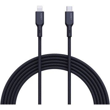 Aukey CB-NCL1-BK 1.8 mt Naylon Örgülü 3A 480 Mbps Type-C Lightning Kablosu