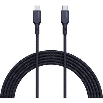 Aukey CB-NCL1-BK 1.8 mt Naylon Örgülü 3A 480 Mbps Type-C Lightning Kablosu