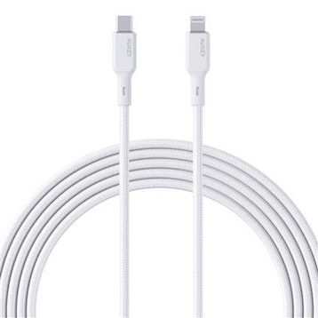 Aukey CB-NCL1-WH 1.8 mt Naylon Örgülü 3A 480 Mbps Type-C Lightning Kablosu