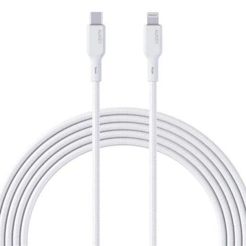 Aukey CB-NCL1-WH 1.8 mt Naylon Örgülü 3A 480 Mbps Type-C Lightning Kablosu