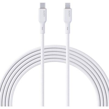 Aukey CB-NCL1-WH 1.8 mt Naylon Örgülü 3A 480 Mbps Type-C Lightning Kablosu