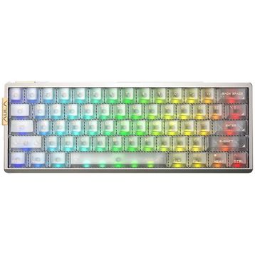 Aula AG60 Pro Alüminyum Manyetik Hall Effect Aether Switch 8000Hz RGB TKL Hot Swap Şeffaf Beyaz Gaming Klavye