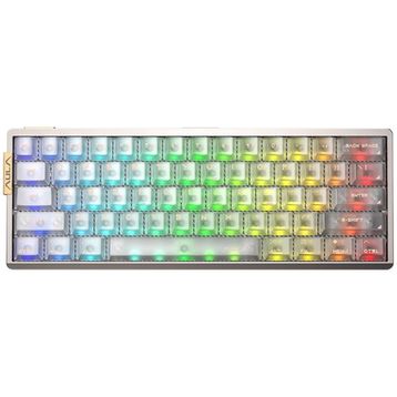 Aula AG60 Pro Alüminyum Manyetik Hall Effect Aether Switch 8000Hz RGB TKL Hot Swap Şeffaf Beyaz Gaming Klavye