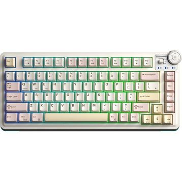 Aula AU75 3 Modlu Mekanik Gaming Krem Kablosuz Klavye RGB TKL Bloomfield Switch Hot Swap Makrolu Oyuncu Klavyesi