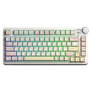Aula AU75 3 Modlu Mekanik Gaming Krem Kablosuz Klavye RGB TKL Bloomfield Switch Hot Swap Makrolu Oyuncu Klavyesi