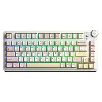 Aula AU75 3 Modlu Mekanik Gaming Krem Kablosuz Klavye RGB TKL Bloomfield Switch Hot Swap Makrolu Oyuncu Klavyesi