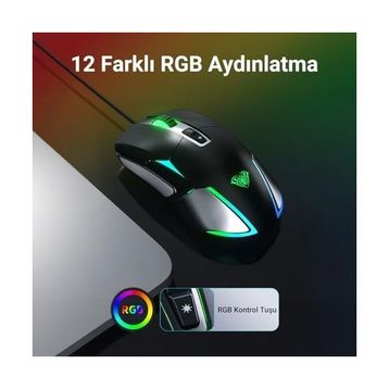 Aula F816 RGB Efektli 12800DPI Kablolu Optik Gaming Oyuncu Mouse