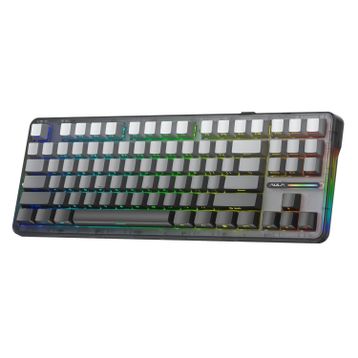 Aula F87 Pro Mekanik RGB TKL Gray Wood V4 Switch Kablosuz Makrolu Hot Swap Gradyan Gri Klavye