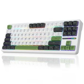 Aula F87 Yeşil Mekanik Rgb Tkl Graywood V3 Switch Kablosuz Makrolu Hot Swap Klavye