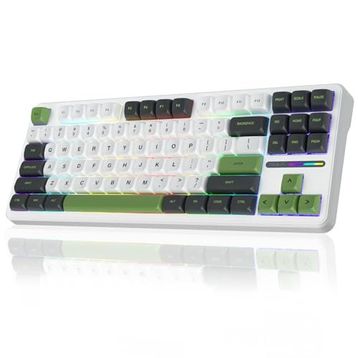 Aula F87 Yeşil Mekanik Rgb Tkl Graywood V3 Switch Kablosuz Makrolu Hot Swap Klavye