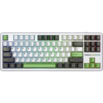 Aula F87 Yeşil Mekanik Rgb Tkl Graywood V3 Switch Kablosuz Makrolu Hot Swap Klavye