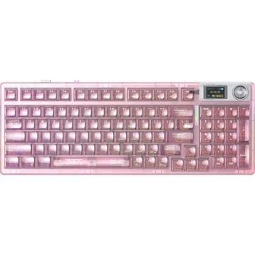Aula F98 Pro V3 RGB Crystal Switch Kablolu/Kablosuz Pembe Gaming Klavye