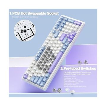 Aula F99 Lila 3 Modlu Rgb Hot Swap Mekanik Linear Graywood V3 Switch Kablosuz Makrolu Klavye
