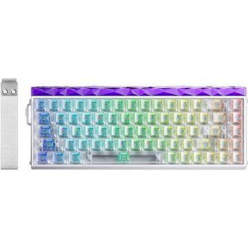 Aula Hero 68 He Şeffaf Beyaz Manyetik Klavye Rapid Trigger Jade King Switch 8000hz Rgb Neon Tkl Hot Swap Gaming Klavye