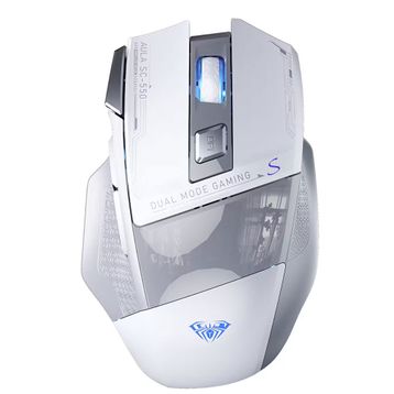 Aula SC550 4800 DPI Beyaz Gri 2.4 GHz 7 Tuşlu Makrolu Kablosuz Optik RGB Oyuncu Mouse