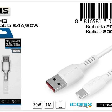 Auris ARS-CB43 20W 3.4A Type-C Kablo