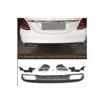 Auto GP Mercedes W205 C63 Standart Tampon Uyumlu Arka Tampon Difüzör ve Egzoz Ucu