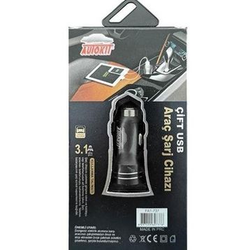 Autokit 3.1 A Tek Başlık 2 USB Girişi Metal Araç Şarjı