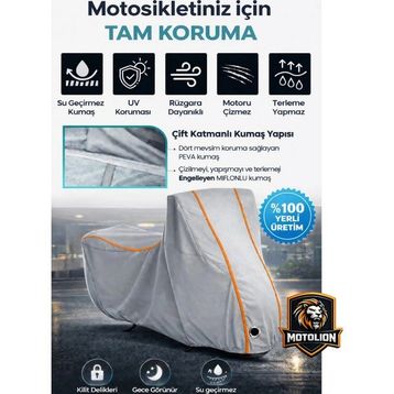 Autolion Vespa Sprint 125 Gri Turuncu Dikişli Kilitli Motor Brandası