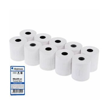 Avansas 56 mm x 25 mt 10'lu Paket 55 gr Pos Rulosu