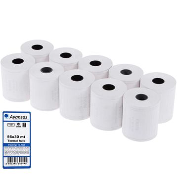 Avansas 56 mm x 30 mt 10'lu Paket 55 gr Pos Rulosu