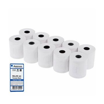 Avansas 56 mm x 30 mt 10'lu Paket 55 gr Pos Rulosu