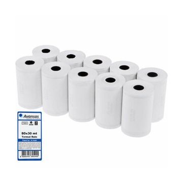 Avansas 80 mm x 30 mt 10'lu Paket 55 gr Pos Rulosu