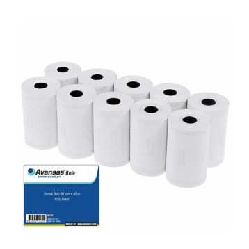 Avansas 80 mm x 40 mt 10'lu Paket 55 gr Pos Rulosu