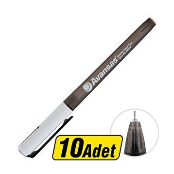 Avansas 988 0.5 mm Siyah Renk 10 Adet İğne Uç Kalem