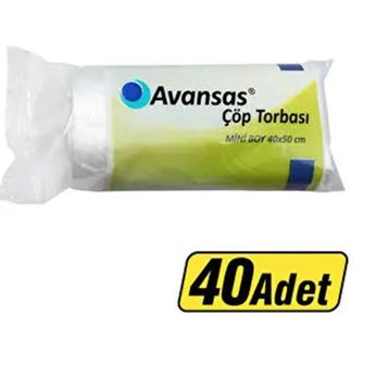 Avansas Mini Boy 40 cm x 50 cm Şeffaf 40 Rulo Çöp Torbası